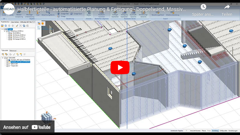 Watch video Semi Precast Parts - Automated Scheduling and Production - Double Wall, Solid Wall, Isowall, Floor Slab (DE)